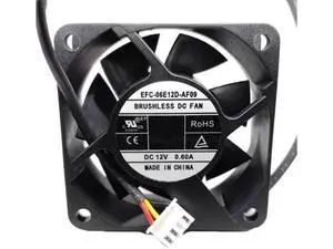 WRIARICH DC12V 0.60A EFC-06E12D-AF09 6025 6cm 3-Wire Chassis Power Supply Cooling Fan WRIARICH DC12V 0.60A EFC-06E12D-AF09 6025 6cm 3-Wire Chassis Power Supply Cooling Fan