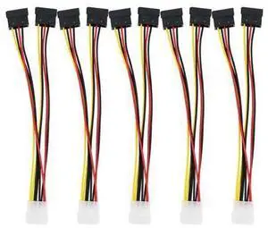 WRIARICH 5pcs 4 Pin Molex To 2×15 Pin SATA Power Y-Cable Adapter For IDE 8 Inches WRIARICH 5pcs 4 Pin Molex To 2×15 Pin SATA Power Y-Cable Adapter For IDE 8 Inches
