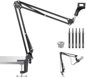 WRIARICH Microphone Arm Stand, Suspension Scissor Boom Mic Arm Desk Mount with Clip & 3/8" to 5/8" Adapter Compatible with Blue Yeti Snowball HyperX QuadCast SoloCast Shure, Max Load 3.3 lbs, MS006 WRIARICH Microphone Arm Stand, Suspension Scissor Boom Mic Arm Desk Mount with Clip & 3/8" to 5/8" Adapter Compatible with Blue Yeti Snowball HyperX QuadCast SoloCast Shure, Max Load 3.3 lbs, MS006