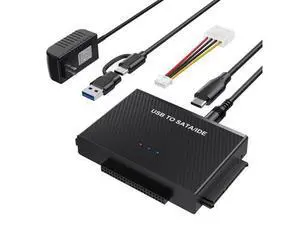 WRIARICH Hard Drive Reader SATA IDE to USB 3.0 Adapter, USB + Type C to External Hard Drive Data Ultra Recovery Converter Kit for Universal 2.5" 3.5" IDE HDD, 2.5" SSD, with 12V/2A Power Adapter WRIARICH Hard Drive Reader SATA IDE to USB 3.0 Adapter, USB + Type C to External Hard Drive Data Ultra Recovery Converter Kit for Universal 2.5" 3.5" IDE HDD, 2.5" SSD, with 12V/2A Power Adapter