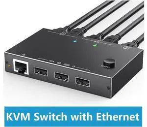 WRIARICH 2 Port HDMI KVM Switch with Ethernet, HDMI KVM Switch 2 in 1 Out 4K@60Hz, HDMI KVM Switches for 2 Computers Share 1 Monitor and 3 USB Devices Keyboard Mouse, Ethernet Network KVM Switcher WRIARICH 2 Port HDMI KVM Switch with Ethernet, HDMI KVM Switch 2 in 1 Out 4K@60Hz, HDMI KVM Switches for 2 Computers Share 1 Monitor and 3 USB Devices Keyboard Mouse, Ethernet Network KVM Switcher