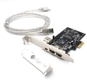 WRIARICH PCIe 3 Ports 1394A Firewire Expansion Card, PCI Express (1X) to External IEEE 1394 Adapter Controller (2 x 6 Pin + 1 x 4 Pin) with Low Profile Bracket for Desktop PC and DV Connection WRIARICH PCIe 3 Ports 1394A Firewire Expansion Card, PCI Express (1X) to External IEEE 1394 Adapter Controller (2 x 6 Pin + 1 x 4 Pin) with Low Profile Bracket for Desktop PC and DV Connection