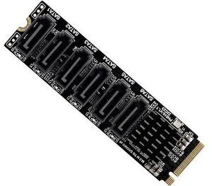 WRIARICH NGFF NVME M-Key PCI Express to SATA 3.0 6 Ports 6Gbps Adapter Converter Hard Drive Extension Card 2280 WRIARICH NGFF NVME M-Key PCI Express to SATA 3.0 6 Ports 6Gbps Adapter Converter Hard Drive Extension Card 2280