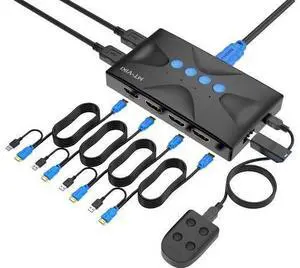 WRIARICH KVM Switch 4 Port, MT-VIKI HDMI KVM Switch for 4 Computers Share One HD 4K Monitor and 3 USB Devices Keyboard Mouse Printer, Including 4 KVM Cables and Wire-Desktop Controller WRIARICH KVM Switch 4 Port, MT-VIKI HDMI KVM Switch for 4 Computers Share One HD 4K Monitor and 3 USB Devices Keyboard Mouse Printer, Including 4 KVM Cables and Wire-Desktop Controller