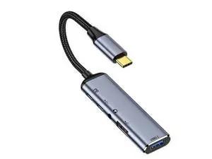 WRIARICH USB-C Type-C to Audio 3.5MM Dual USB 3.0 HUB Converter Multiport Adapter with Female 100W PD Power Port WRIARICH USB-C Type-C to Audio 3.5MM Dual USB 3.0 HUB Converter Multiport Adapter with Female 100W PD Power Port