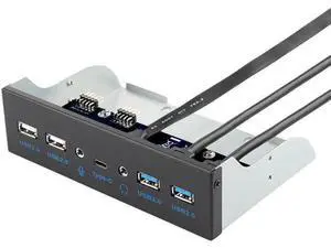 WRIARICH 5.25 Inch Front Panel 7 Ports USB Hub w/ HD Audio & Microphone, USB 3.2 Gen 2(10Gbps) Type-C,2 x USB 3.0 & 2 x USB 2.0 ,3.5mm Audio & Mic ,USB Motherboard Header to PC Case Expansion Adapter WRIARICH 5.25 Inch Front Panel 7 Ports USB Hub w/ HD Audio & Microphone, USB 3.2 Gen 2(10Gbps) Type-C,2 x USB 3.0 & 2 x USB 2.0 ,3.5mm Audio & Mic ,USB Motherboard Header to PC Case Expansion Adapter