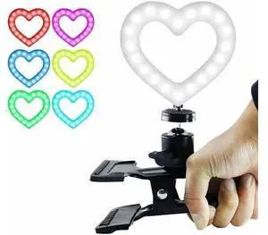 WRIARICH 6 Inch RGB Heart-shaped LED Ring Light Dimmable Fill Light for Computer Laptop WRIARICH 6 Inch RGB Heart-shaped LED Ring Light Dimmable Fill Light for Computer Laptop