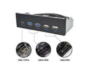 WRIARICH 5.25 Inch USB 3.1 GEN2 Front Panel USB Hub 2 Ports USB 3.0 + 2 Ports USB2.0 + 1 Port TYPE-C with TYPE-E Connector for Desktop PC WRIARICH 5.25 Inch USB 3.1 GEN2 Front Panel USB Hub 2 Ports USB 3.0 + 2 Ports USB2.0 + 1 Port TYPE-C with TYPE-E Connector for Desktop PC