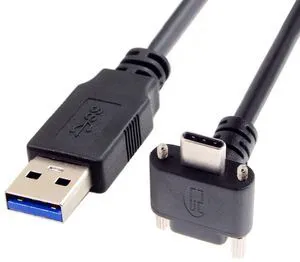 WRIARICH Down Up Angled USB 3.1 Type-C Dual Screw Locking to Standard USB3.0 Data Cable 90 Degree for Camera 3M WRIARICH Down Up Angled USB 3.1 Type-C Dual Screw Locking to Standard USB3.0 Data Cable 90 Degree for Camera 3M
