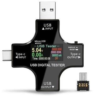 USB Power Meter Testers, Electop Upgrade Multi Functional 2 in 1 Type C USB Tester, LCD Digital Multimeter, Voltage,Current, Power Capacity, Temperature, Working Time Detector (Pack with OTG Adapter) USB Power Meter Testers, Electop Upgrade Multi Functional 2 in 1 Type C USB Tester, LCD Digital Multimeter, Voltage,Current, Power Capacity, Temperature, Working Time Detector (Pack with OTG Adapter)