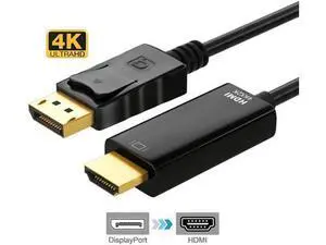 WRIARICH Displayport to HDMI, 4K DP to HDMI Cable Gold-Plated High Speed (4K 30Hz, 1080P 120Hz) Uni-Directional Video Display Cord Compatible for HP Monitor Projector Computer,10 ft. WRIARICH Displayport to HDMI, 4K DP to HDMI Cable Gold-Plated High Speed (4K 30Hz, 1080P 120Hz) Uni-Directional Video Display Cord Compatible for HP Monitor Projector Computer,10 ft.