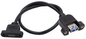 WRIARICH Type-A USB 3.0 Female to Micro 3.0 Type-B Female Screw Mount Type Extension Cable 5Gbps WRIARICH Type-A USB 3.0 Female to Micro 3.0 Type-B Female Screw Mount Type Extension Cable 5Gbps