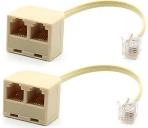 WRIARICH RJ11 Male to Dual Female 6P4C Splitter Connector Telephone Adapter Plug Cord Cable Male to 2 Female Converter Separator Cord for Landline (2 of Pack) WRIARICH RJ11 Male to Dual Female 6P4C Splitter Connector Telephone Adapter Plug Cord Cable Male to 2 Female Converter Separator Cord for Landline (2 of Pack)