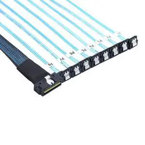 WRIARICH SlimSAS LP Low Profile SFF-8654 8i 74P to 8* SATA 7P 90 Degree Cable 30AWG Server Internal High Speed Connection Harness (1M) WRIARICH SlimSAS LP Low Profile SFF-8654 8i 74P to 8* SATA 7P 90 Degree Cable 30AWG Server Internal High Speed Connection Harness (1M)