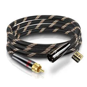 WRIARICH Single XLR Male to RCA Male Cable, BG Series Ultra-high Purity Copper Audio Cable 3.2ft/1M (1 Cable) WRIARICH Single XLR Male to RCA Male Cable, BG Series Ultra-high Purity Copper Audio Cable 3.2ft/1M (1 Cable)