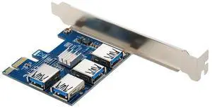 WRIARICH USB 3.0 PCI E 1X to 4 PCI-E 16X Slots PCI-E Express Riser Card Extender ETH BTC 4 in 1 PCIe Riser Adapter Board for Mining Miner WRIARICH USB 3.0 PCI E 1X to 4 PCI-E 16X Slots PCI-E Express Riser Card Extender ETH BTC 4 in 1 PCIe Riser Adapter Board for Mining Miner