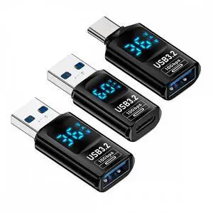 WRIARICH 3pcs/lot Type-C Smart LED Display USB-C to USB3.2 Type-A Adapter 10Gbps Data Current Voltage Fast Charging Monitoring Display Tester Detector WRIARICH 3pcs/lot Type-C Smart LED Display USB-C to USB3.2 Type-A Adapter 10Gbps Data Current Voltage Fast Charging Monitoring Display Tester Detector