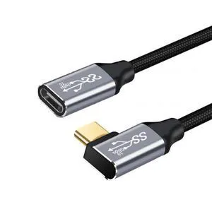 WRIARICH 100CM Left & Right Angled USB-C USB 3.1 Type C Male to Female Extension Data Cable 10Gbps 100W with Sleeve for Laptop WRIARICH 100CM Left & Right Angled USB-C USB 3.1 Type C Male to Female Extension Data Cable 10Gbps 100W with Sleeve for Laptop