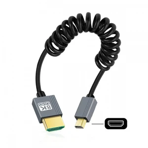WRIARICH Micro HDMI 2.1 Male Type-D to HDMI Male 8K 60hz Stretch Coiled Cable 100cm for HDTV Camera Laptop Monitor WRIARICH Micro HDMI 2.1 Male Type-D to HDMI Male 8K 60hz Stretch Coiled Cable 100cm for HDTV Camera Laptop Monitor