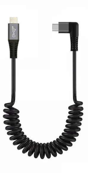 WRIARICH Stretch Coiled USB-C USB4 Cable 20Gbps 100W 8K Type-C Right Angled Male to Male Cable Power & Data for Laptop Keyboard Tablet WRIARICH Stretch Coiled USB-C USB4 Cable 20Gbps 100W 8K Type-C Right Angled Male to Male Cable Power & Data for Laptop Keyboard Tablet