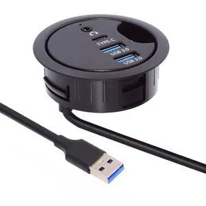 WRIARICH USB 3.0 Hub SD TF USB-C 2 Port USB 60mm Desk Grommet Splitter Dock Station Micro-SD Card Reader for Desktop PC WRIARICH USB 3.0 Hub SD TF USB-C 2 Port USB 60mm Desk Grommet Splitter Dock Station Micro-SD Card Reader for Desktop PC
