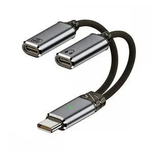 WRIARICH USB-C Type-C Male to Dual Female Audio DAC AUX Music 16bit 48kHz & 100W PD Power Cable for Laptop Tablet Phone WRIARICH USB-C Type-C Male to Dual Female Audio DAC AUX Music 16bit 48kHz & 100W PD Power Cable for Laptop Tablet Phone