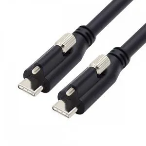 WRIARICH 1.2M USB 3.1 Type-C Locking to Locking USB-C Data Power Cable for Camera With Single Panel Mount Screw Connector WRIARICH 1.2M USB 3.1 Type-C Locking to Locking USB-C Data Power Cable for Camera With Single Panel Mount Screw Connector