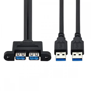 WRIARICH Dual USB 3.0 Male to Female Type-A Panel Type Header Cable Horizontal Flat Connector Dual Ports 50cm WRIARICH Dual USB 3.0 Male to Female Type-A Panel Type Header Cable Horizontal Flat Connector Dual Ports 50cm
