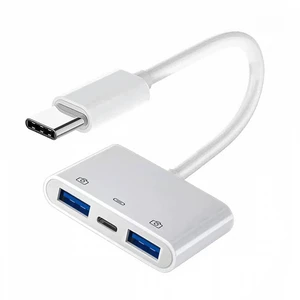 WRIARICH Type C USB-C to Dual Type-A USB3.0 Female with PD Power Charge Adapter Compatible with Laptop Tablet Phone WRIARICH Type C USB-C to Dual Type-A USB3.0 Female with PD Power Charge Adapter Compatible with Laptop Tablet Phone