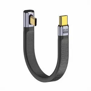 WRIARICH Low Profile Angled 240W Type-C USB-C Male to Male USB4 40Gbps 100W 8K Flat Slim FPC Data Cable for Laptop Phone 13cm WRIARICH Low Profile Angled 240W Type-C USB-C Male to Male USB4 40Gbps 100W 8K Flat Slim FPC Data Cable for Laptop Phone 13cm