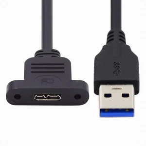 WRIARICH Type-A USB 3.0 Male to Micro 3.0 Type-B Female Screw Mount Type Extension Cable 5Gbps WRIARICH Type-A USB 3.0 Male to Micro 3.0 Type-B Female Screw Mount Type Extension Cable 5Gbps