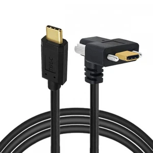 WRIARICH USB3.1 Type-C Male to Dual Thumbscrew Locking USB-C Vertical 90 Degree Up Down Angled 10Gbps Data Cable Panel Mount Type (100cm) WRIARICH USB3.1 Type-C Male to Dual Thumbscrew Locking USB-C Vertical 90 Degree Up Down Angled 10Gbps Data Cable Panel Mount Type (100cm)