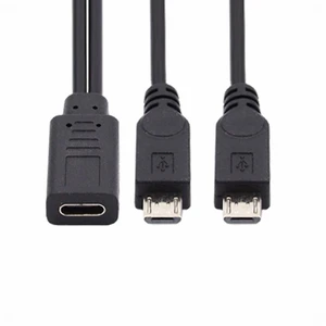 WRIARICH Type-C USB-C Female DC 5V to Dual Micro USB 5Pin Male Splitter Extension Charge Cable WRIARICH Type-C USB-C Female DC 5V to Dual Micro USB 5Pin Male Splitter Extension Charge Cable