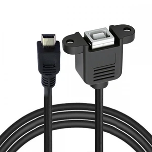 WRIARICH Mini USB B Type 5pin Male to USB 2.0 B Type Female Data Cable with M3 Nuts Panel Mount Type WRIARICH Mini USB B Type 5pin Male to USB 2.0 B Type Female Data Cable with M3 Nuts Panel Mount Type