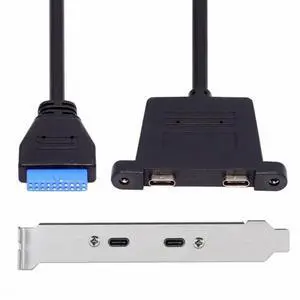 WRIARICH USB3.0 Motherboard 19/20Pin to Type-C USB-C Dual Ports Female PCI-E Back Panel 5Gbps Cable WRIARICH USB3.0 Motherboard 19/20Pin to Type-C USB-C Dual Ports Female PCI-E Back Panel 5Gbps Cable