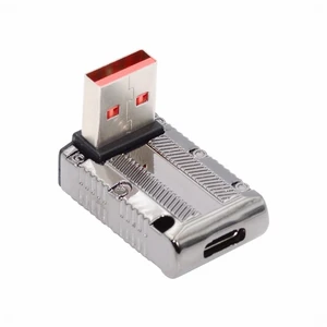 WRIARICH USB-C USB 3.1 Type-C Female to USB 3.0 Type-A Male 90 Degree Down Angled Low Profile Type 10Gbps Data 120W Power Adapter Mecha Cyberpunk Style WRIARICH USB-C USB 3.1 Type-C Female to USB 3.0 Type-A Male 90 Degree Down Angled Low Profile Type 10Gbps Data 120W Power Adapter Mecha Cyberpunk Style