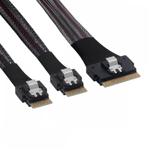 WRIARICH PCI-E Ultraport Slimline SAS Slim PCIE 4.0 SFF-8654 8i 74pin to Dual SFF-8654 4i 38Pin Cable 50cm PCI-Express WRIARICH PCI-E Ultraport Slimline SAS Slim PCIE 4.0 SFF-8654 8i 74pin to Dual SFF-8654 4i 38Pin Cable 50cm PCI-Express
