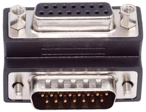 WRIARICH Cable Up 90 Degree Angled DSUB D-subminiature 15pin Male to Female Extension Adapter DB Connector WRIARICH Cable Up 90 Degree Angled DSUB D-subminiature 15pin Male to Female Extension Adapter DB Connector