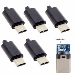 WRIARICH 5pcs/lot DIY 24pin USB Type-C USB-C Male OTG Host Type 5.1k Resistor with Black Housing Cover WRIARICH 5pcs/lot DIY 24pin USB Type-C USB-C Male OTG Host Type 5.1k Resistor with Black Housing Cover