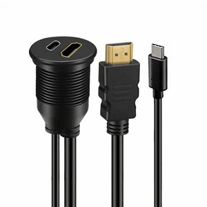 WRIARICH Waterproof Dustproof USB-C Type-C USB &HDMI 4K Extension Flush Car Latch Mount Extension Cable for Dashboard Panel WRIARICH Waterproof Dustproof USB-C Type-C USB &HDMI 4K Extension Flush Car Latch Mount Extension Cable for Dashboard Panel