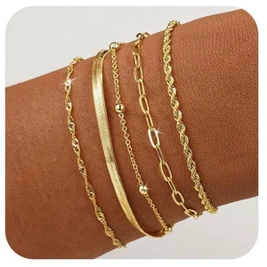 Gold Bracelets for Women, Elegant Adjustable 14K Gold Plated Bracelet for Women Dainty Gold Bracelet for Everyday Wear Gifts for Womens Gold Bracelets for Women, Elegant Adjustable 14K Gold Plated Bracelet for Women Dainty Gold Bracelet for Everyday Wear Gifts for Womens