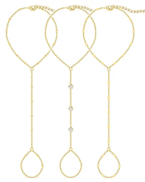 3PCS 14K Gold-Plated Hand Chain Bracelets for Women, Stack Bracelets Set Adjustable, Dainty Ring Bracelet Hand Chain 3PCS 14K Gold-Plated Hand Chain Bracelets for Women, Stack Bracelets Set Adjustable, Dainty Ring Bracelet Hand Chain