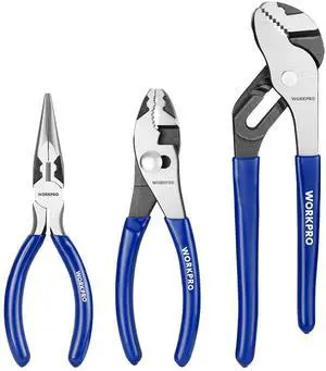 Pliers Set, 3-Piece Plier Tool Set with Soft Handle | 6" Needle Nose Pliers, 6" Slip Joint Pliers, 8" Groove Joint Pliers for DIY & Home Use Pliers Set, 3-Piece Plier Tool Set with Soft Handle | 6" Needle Nose Pliers, 6" Slip Joint Pliers, 8" Groove Joint Pliers for DIY & Home Use