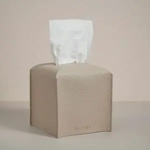 Square Tissue Box Cover - Aesthetic Desk Decor for Room, Home & Office - Tissues Cube Boxes Holder - Light Taupe Square Tissue Box Cover - Aesthetic Desk Decor for Room, Home & Office - Tissues Cube Boxes Holder - Light Taupe