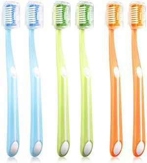 Medium Toothbrushes for Adults, Toothbrush Medium Bristles with Covers for Travel, Deep Plaque & Stain Removal, 6 Count Medium Toothbrushes for Adults, Toothbrush Medium Bristles with Covers for Travel, Deep Plaque & Stain Removal, 6 Count