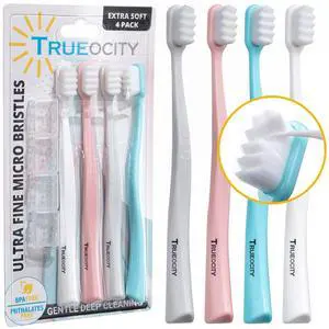 Extra Soft Toothbrushes For Adults, Nano Toothbrush 20,000 Ultra Fine Bristles for Sensitive Gums, Gentle Adult Toothbrush for Gum Care, Deep Cleaning Soft Brush, Pack of 4 Oral Care Brushes Extra Soft Toothbrushes For Adults, Nano Toothbrush 20,000 Ultra Fine Bristles for Sensitive Gums, Gentle Adult Toothbrush for Gum Care, Deep Cleaning Soft Brush, Pack of 4 Oral Care Brushes