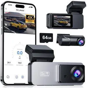 Dash Cam Front and Rear, 4K Front Dash Cam, 3K+1080P Dual Dash Camera for Cars, Built-in WiFi, Car Dashcams with Night Vision, Free 64GB Card, 24H Parking Mode, App Control, Silvery Dash Cam Front and Rear, 4K Front Dash Cam, 3K+1080P Dual Dash Camera for Cars, Built-in WiFi, Car Dashcams with Night Vision, Free 64GB Card, 24H Parking Mode, App Control, Silvery