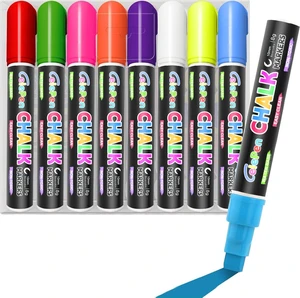 Window Chalk Markers for Cars Glass Washable, 8 Colors Jumbo Liquid Chalk Marker Pens with 10mm 3 in 1 Nib Wide Tip, Chalkboard Markers Car Window Paint Pen for Auto, Mirror, Poster Window Chalk Markers for Cars Glass Washable, 8 Colors Jumbo Liquid Chalk Marker Pens with 10mm 3 in 1 Nib Wide Tip, Chalkboard Markers Car Window Paint Pen for Auto, Mirror, Poster