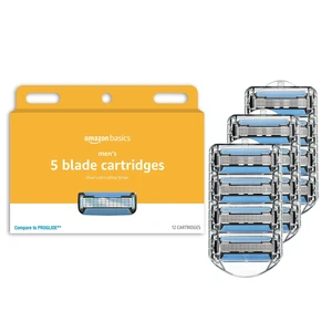 5-Blade Razor Refills for Men with Dual Lubrication, Hypoallergenic, Clean Shave, Precision Beard Trimmer, 12-Pack (Fits Amazon Basics Razor Handles only) 5-Blade Razor Refills for Men with Dual Lubrication, Hypoallergenic, Clean Shave, Precision Beard Trimmer, 12-Pack (Fits Amazon Basics Razor Handles only)