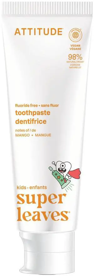 Kids Fluoride-Free Toothpaste, EWG Verified, Plant- and Mineral-Based Ingredients, Vegan, Sugar-Free, Mango, 4.2 Oz Kids Fluoride-Free Toothpaste, EWG Verified, Plant- and Mineral-Based Ingredients, Vegan, Sugar-Free, Mango, 4.2 Oz